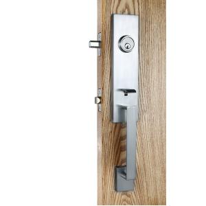 China Satin Nickel Entry Door Handlesets With Lever Interior Two Bolts on sale