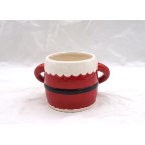 Colorful 3D Ceramic Mug Hand Painted Christmas Santa Claus Cup With Two Handle