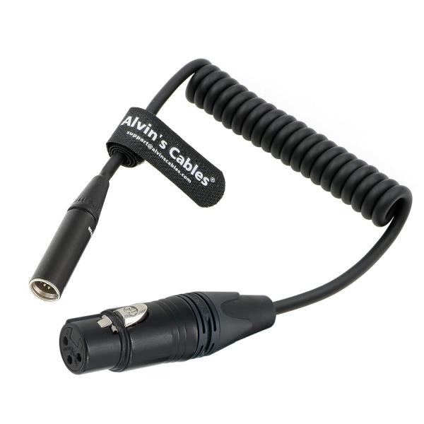 Mini XLR 3 Pin Male To XLR 3 Pin Female Coiled Audio Cable For Blackmagic Pocket