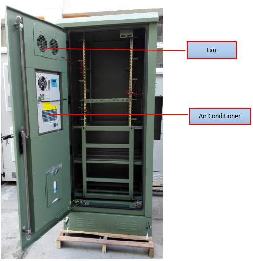 IP55 Galvanized Steel Green Outdoor Power Cabinet / Outdoor Telecom Enclosure With Cooling System