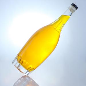 Customization Round Shape Liquor Bottle with Embossed Design and Customized Cork