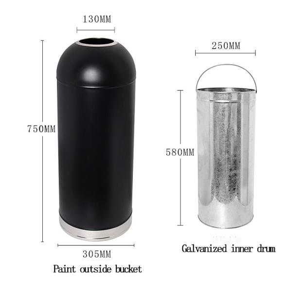 Round Business Shop Hotel Outdoor Stainless Steel Large Capacity Trash Can