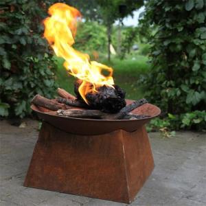 Modern Classic Design Rust Round Corten Steel Fire Pit Bowl With Square Stand