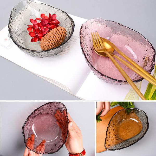 4mm Thick Customized Logo Drip Shaped Glass Salad Bowl