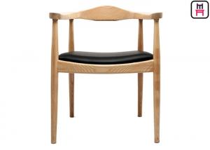 Cheap Over - Size Armrest Wood Restaurant Chairs With Leather Cushion / Wood Frame for sale