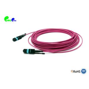 MTP Trunk Cable OM4 12F 3.0mm MTP Female 50 / 125μm With Push / Pull Tab Magenta