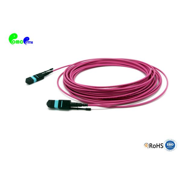 MTP Trunk Cable OM4 12F 3.0mm MTP Female 50 / 125μm With Push / Pull Tab Magenta