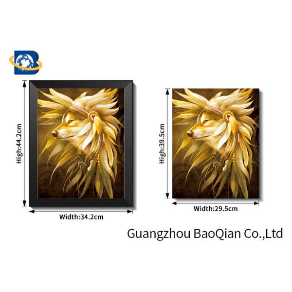 Wall Art Framed Lenticular Poster 3D , Wolf Animal Image Flip Effect PVC / MDP Frame