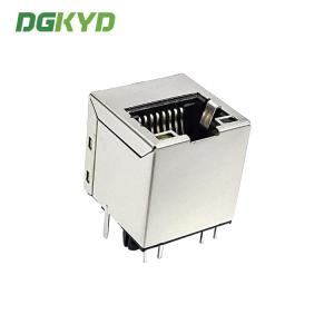 100M Single Port Pcb Connector 180 Degree In Line Network Port Socket Shielded