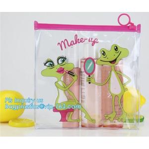 plastic bag with zip lock for cosmetic, slide lock poly bag, standing up zip