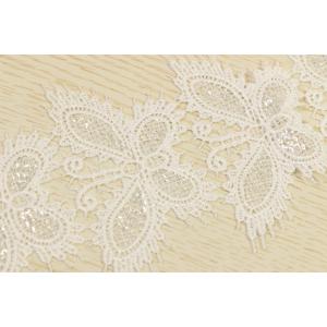 Silver Sequin Lace Trim Butterfly Patterned For Multiapplication