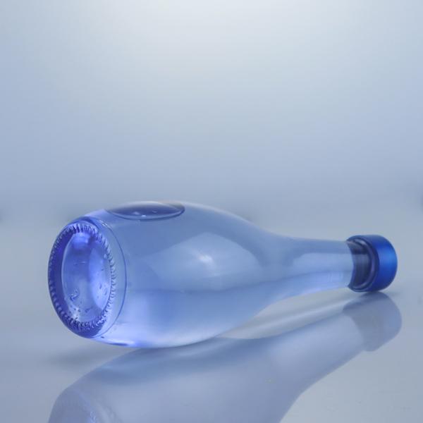 Glass Collar Unique Design 2022 Empty Blue Clear Bottle for Gin Whisky Rum Tequila Brandy