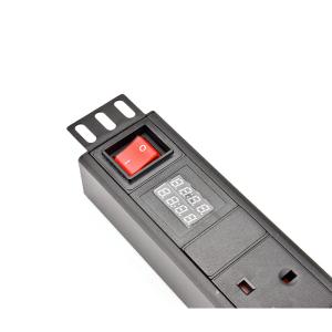 6 Way UK Type PDU Extension Socket With On/Off Switch, Power Meter