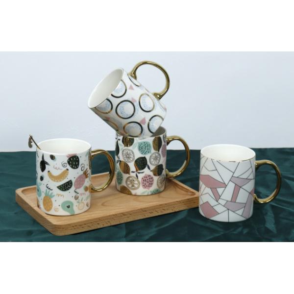 Quality New bone china mug with electroplating handgrip for home/office using fashion ceramic design wholesale