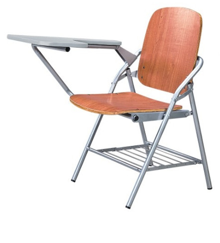 Quality durable foldable plywood training chair with tablet and basket wholesale