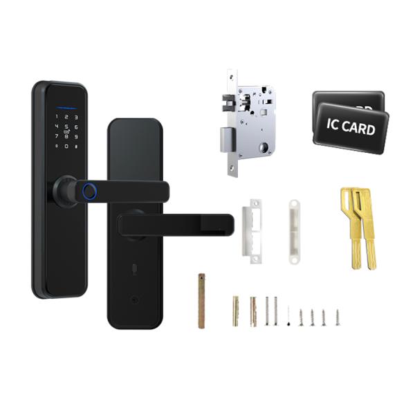 Smart Home Black Color Fingerprint Door Locks 5000DPI With Low Battery Warming