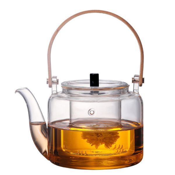 Quality Handmade 1000ml Clear Glass Teapot Borosilicate Material Eco Friendly wholesale