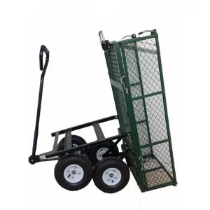 Steel Mesh Structure 500LBS Capacity Garden Wagon Cart Trolley for Farming Tasks