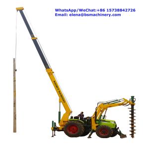 Integrated Tractor Crane Pole Erection Machine For Cement Poles Pit Digging