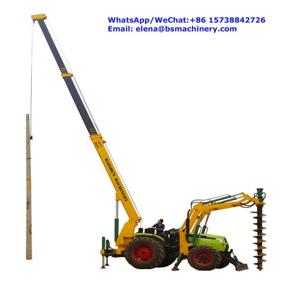Quality Integrated Tractor Crane Pole Erection Machine For Cement Poles Pit Digging wholesale