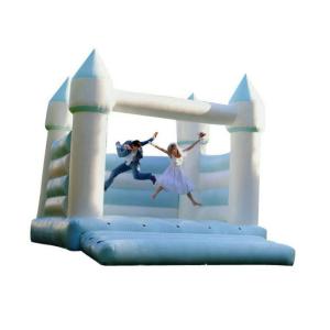 Light Blue And White Inflatable Bounce House / Open Air Wedding Jumping Castle