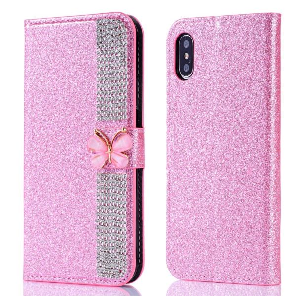 Quality Flash Powder Electroplated Diamond Inlay Phone Case For Iphone Xr Xs 11 12 13 14 Pro Max Cell Cover wholesale