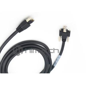 Black Gigabit Ethernet Cable / Angled Rj45 Cable With Thumbscrew Locking