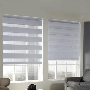100% Polyester cordless automated zebra blind and shade day night window blinds