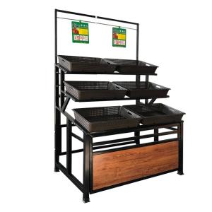 3 layers single side supermarket equipment vegetable racks