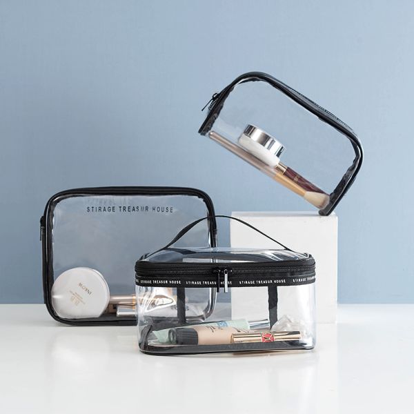 Logo Print Portable Travel Transparent Clear PVC Cosmetic Bag