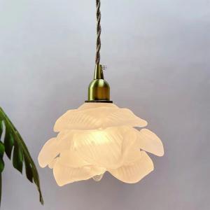 China White Modern Glass Pendant Lamp Home Indoor Flower Nordic Hanging Light on sale