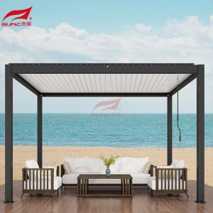 China Windproof Retractable Louver Aluminum Pergola Outdoor Manual Patio Pergola on sale