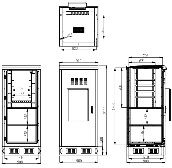 Front Access Steel Thermostatic Outdoor Telecom Cabinet 20U 19"