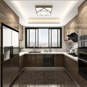 Customized Veneer Color High Glossy Smart Wooden Kitchen Cabinets for Kitchen