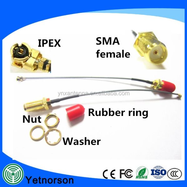 U.FL to SMA-female Bulkhead RG316 Coax Cable Assembly with Max Input Power of 50 OHM