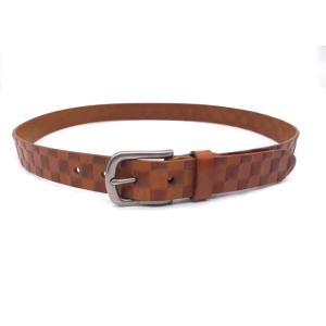 China Genuine 3.0cm Embossed Leather Belt With Alloy Pin Buckle on sale