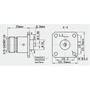 N Female Nickel Plated 4-hole Flange RF Coaxial Connector with Microstrip