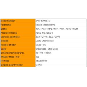 Endurable Combined Needle Roller Thrust Bearings 40mm ID 115mm OD