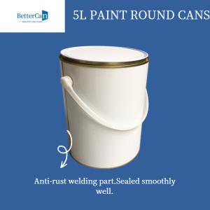 China 5L Empty Paint Tins Round Metal Cans For Packaging ISO9001 on sale