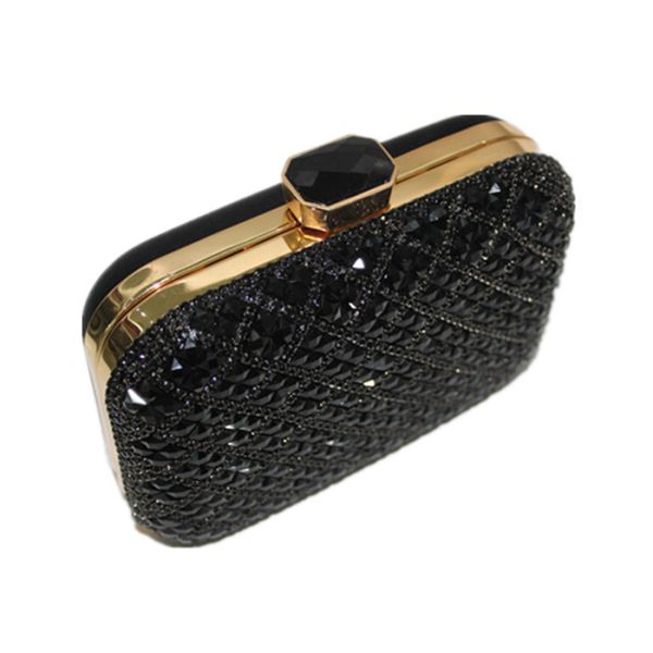 Quality Handmade Crystal Mesh Evening Bags Golden Frame And Acrylic Closure wholesale