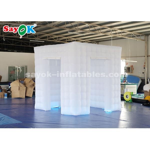 Inflatable Party Tent Two Doors Inflatable Portable Photo Booth White Oxford Cloth / Remote Control