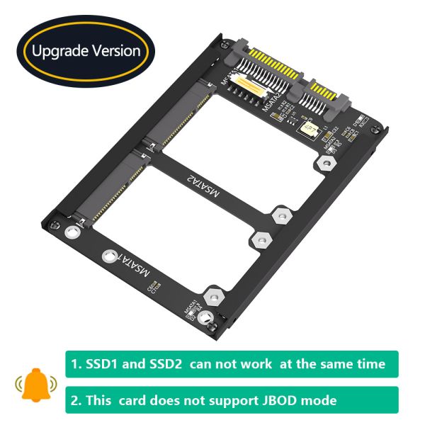 Quality Metal Case Dual mSATA SSD To 2.5" SATA3.0 6Gbps Adapter Card With Enclosure Socket mSATA to SATA Adapter Riser mSATA SSD Adapter wholesale