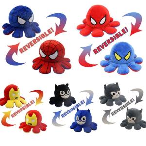 China Marvel Spiderman Reversible Octopus Plush Toy Batman Iron Man Double-Sided Flip Stuffed Toys on sale