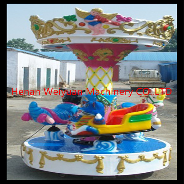 Mini fairground rides 3 people seats small carousel horses for sale