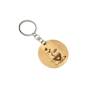 China Bamboo Slice Cute Metal Keychain Round 32mm Flat Zinc Alloy on sale