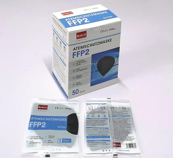 Quality Buda-U Black Facepiece Respirator Mask FFP2 With CE And FDA Registered , European Standard Filtering Face Mask wholesale