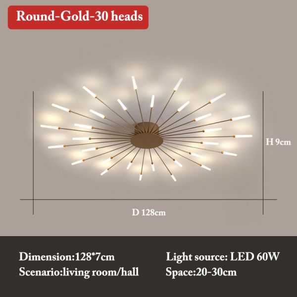 Nordic fireworks ceiling lamp bedroom living room LED black ceiling lights