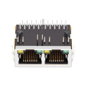 Green / Yellow Led 1000 Base-T Tab Down Magnetic RJ45 Connector JXR8-1002NL 1x2