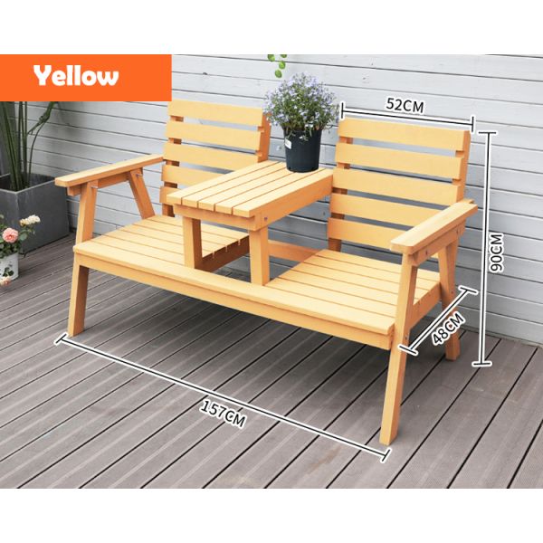Outdoor Courtyard Solid Wooden Double Chair Bench with Table Enjoy Your Patio in Style