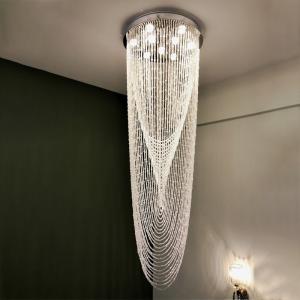 Luxury Stair Chandelier Lighting Crystal Tassel Indoor Lighting Restaurant Lobby